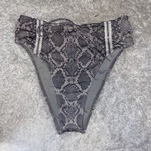 Frankies Bikinis High Waist Cheeky Bikini Bottoms Snake Skin XS